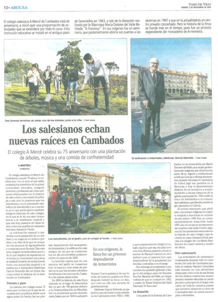 Artículo en Faro de Vigo 5 noviembre 2022