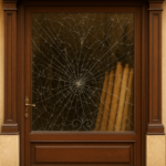 El cristal de la puerta