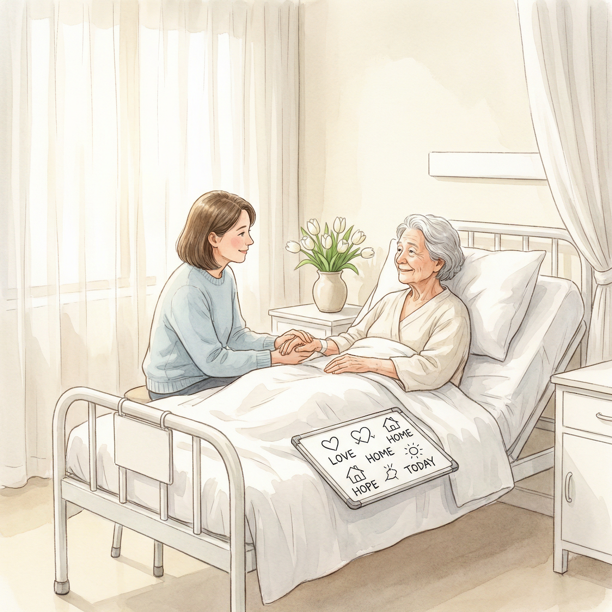 Ilustración cama de hospital web